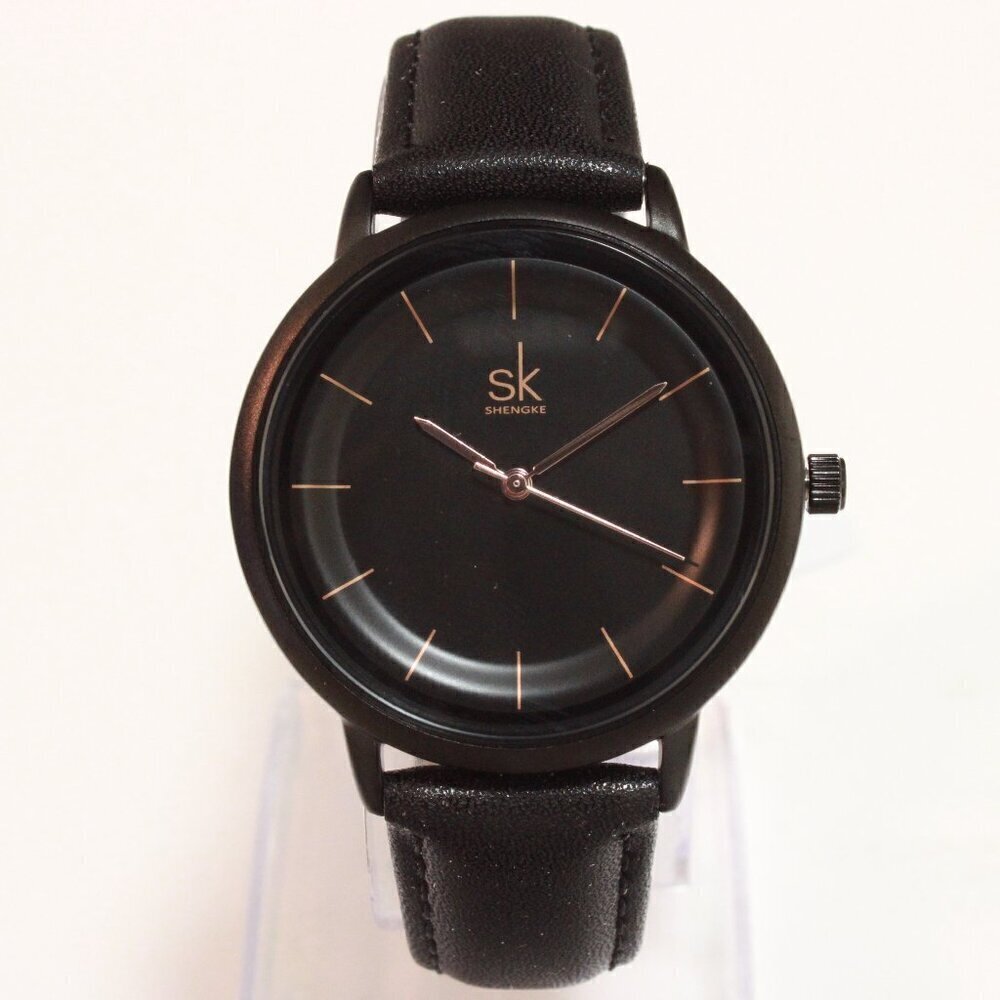 Ladies Dress Quartz Watch Black Dial Black Strap 38mm - Picture 3 of 12